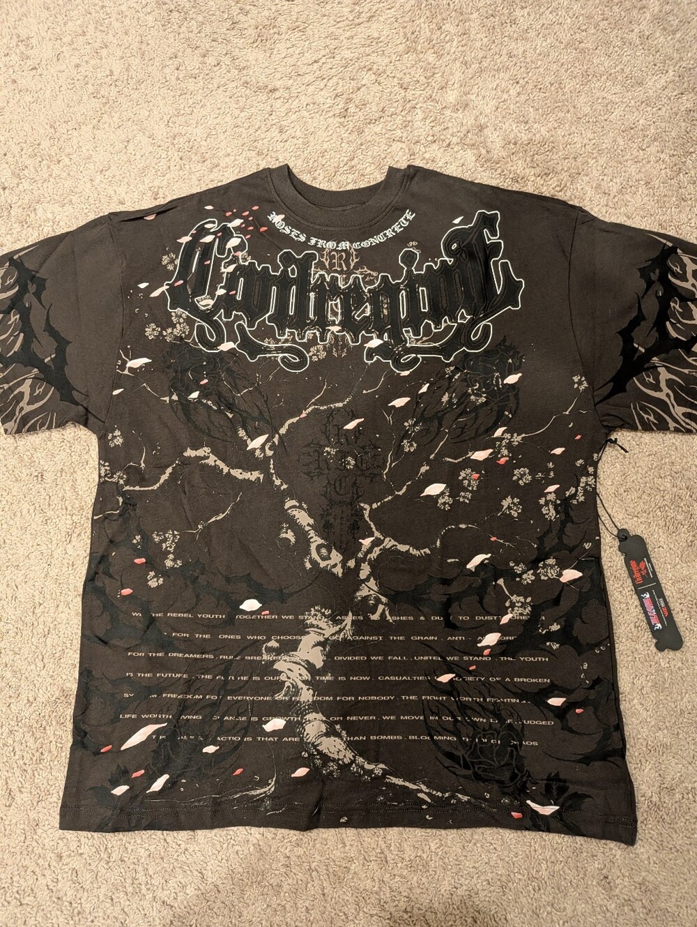 Civil Regime x BLEACH Roses From Concrete Oversized Tee Medium NWT